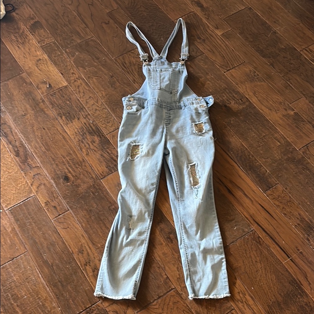 Justice Light Blue Denim Overalls